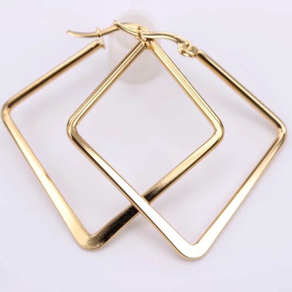 18K gold plated unique hoop earrings - Picture 1 of 5